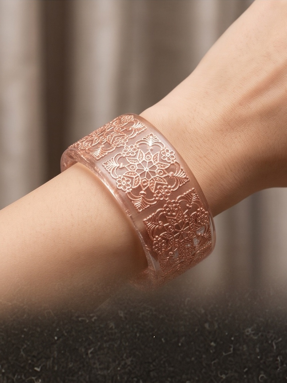 Intricate Rose Gold Filigree Wide Band Ring